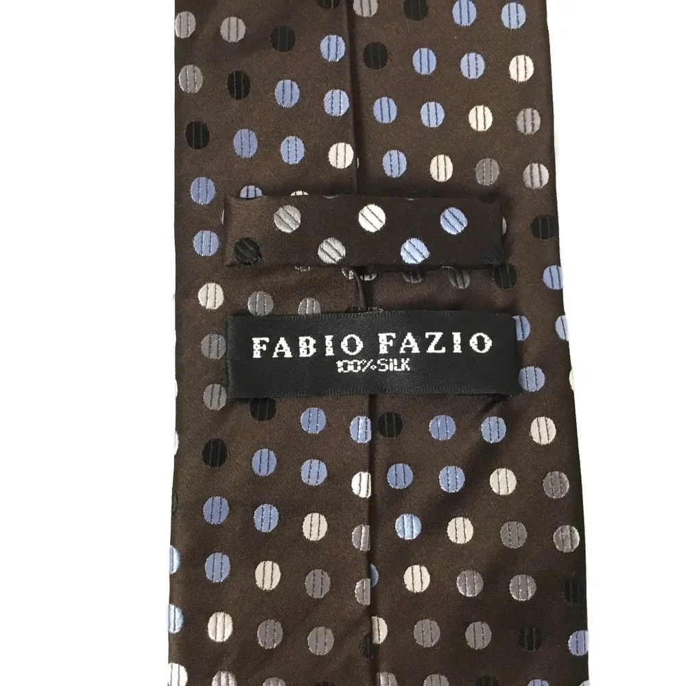 Fabio‎ Fazio Silk Geometric Circles Tie Brown